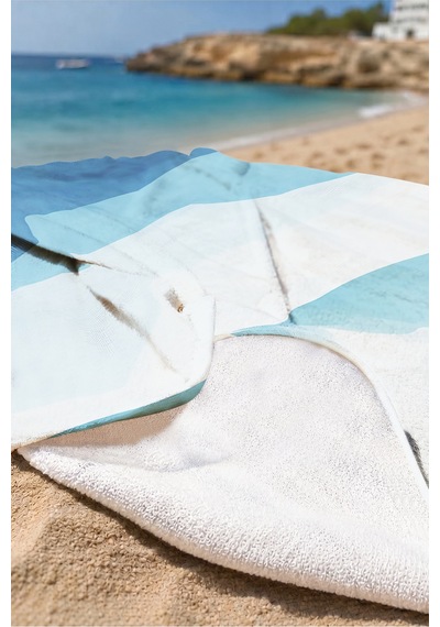 Mavi Dalga Temalı Modern Plaj Havlusu - Marine Minimalist Havuz Deniz Hızlı Kuruyan Mikrofiber Havlu Donuk Zeytin