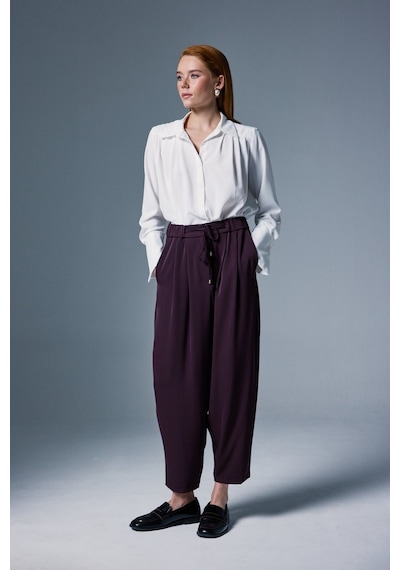 Sateen Talia Pantolon - Mürdüm-137100 Mürdüm