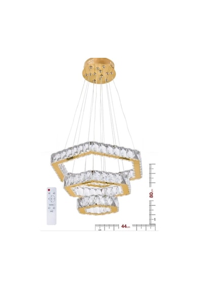Alalighting Gold 3 Katlı Altıgen Ledli Kristal Taşlı Lüks Avize Altın - Gold