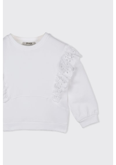 Panço Kız Bebek Fisto Detaylı Beyaz Sweatshirt