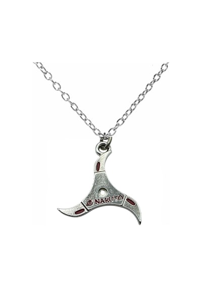 Naruto Anime Kırmızı Yazılı Ninja Yıldızı Figürlü Unisex Kolye Metal Zincirli Çok renkli