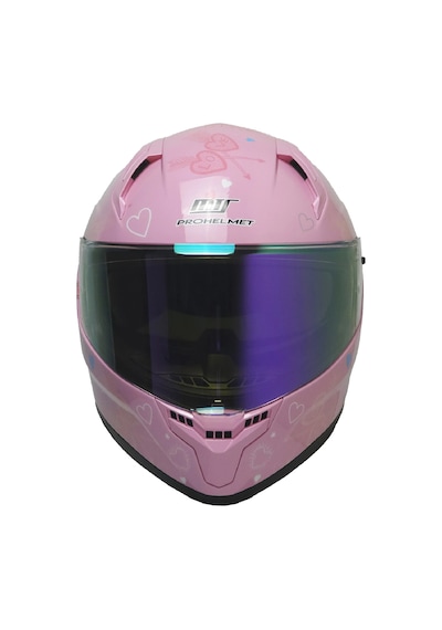 M-910 Lady Stora Güneş Vizörlü Pembe Kask Gökkuşağı Camlı Parlak Pembe