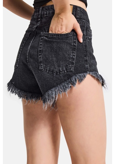 Itsbasic Kadın Koyu Füme 2s6-1 Mini Boy Denim Şort