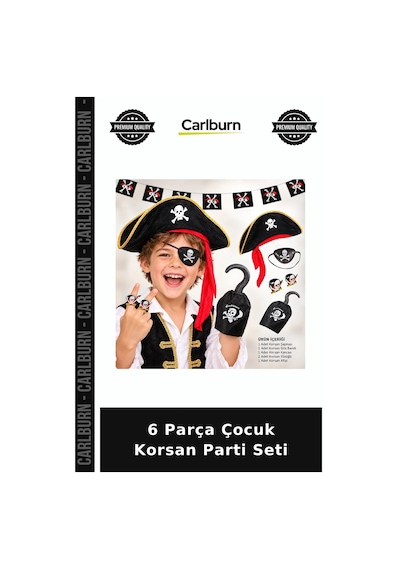6 Parça Çocuk Korsan Parti Seti Kostüm Parçası Sürpriz Kutlama Etkinlik Süsü +3