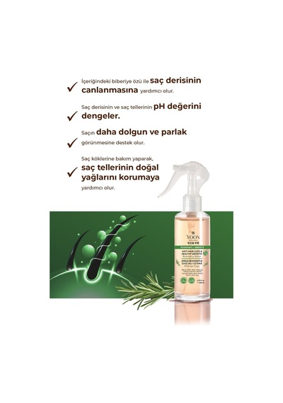 Yoon 2'li Vegan Saç Spreyi & Biberiyeli Saç Bakım Suyu, Keratin & Kolajen İçeren Set