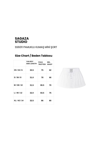 Sagaza Studio Ss6011 Kumaş Mini Şort BEYAZ