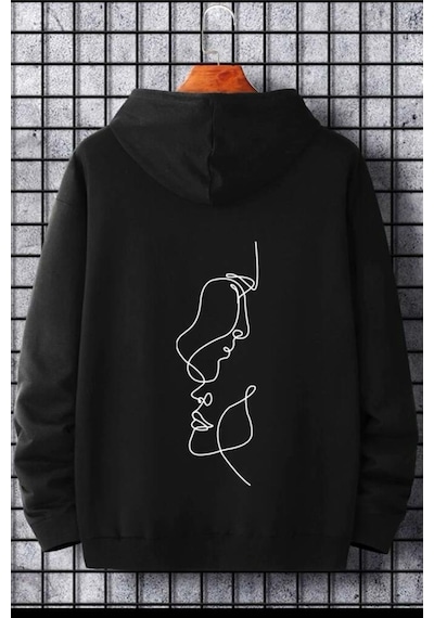 Oksit Siluet Arka Baskılı Pamuklu Erkek Sweatshirt 001