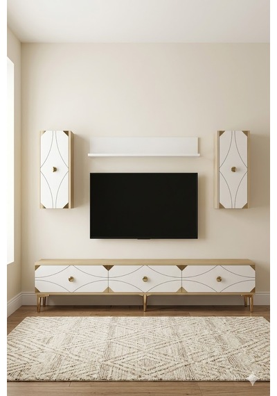 Tvr1897dbg Alfa Tv Ünitesi Takımı Safirmeşe-beyaz-gold 180cm
