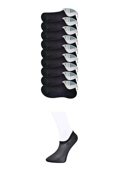 Royaleks Siyah Erkek Görünmez Çorap 9 Çift Renkli