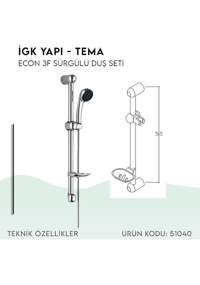 İgk Yapı - Tema Econ Sürgülü Duş Seti 51040 Krom