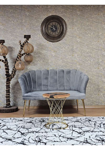 İkili Papatya Çay Seti Koltuk Gold Sivriltme Ayak, Balkon, Salon 001