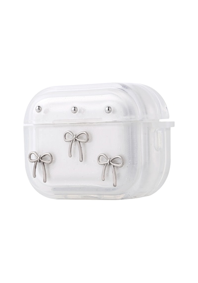 Apple Uyumlu AirPods Pro 2 Airbag 44 Airbag Tasarımlı Simli Şeffaf Kutup Kılıf Fiyonk