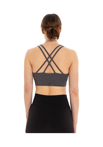 Inguz Çift Askılı Sırtı Çapraz Yoga Büstiyer Gri