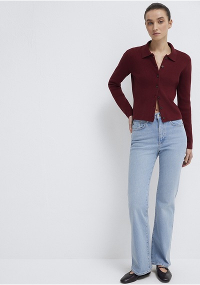 Mavi - Polo Yaka Bordo Hırka 1710586-70431 Bordo