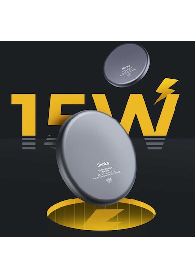 Benks W06 MagSafe Wireless Şarj Aygıtı 15W Kablosuz Şarj Aleti Mıknatıslı Şarj Cihazı ZORE-220010 Siyah