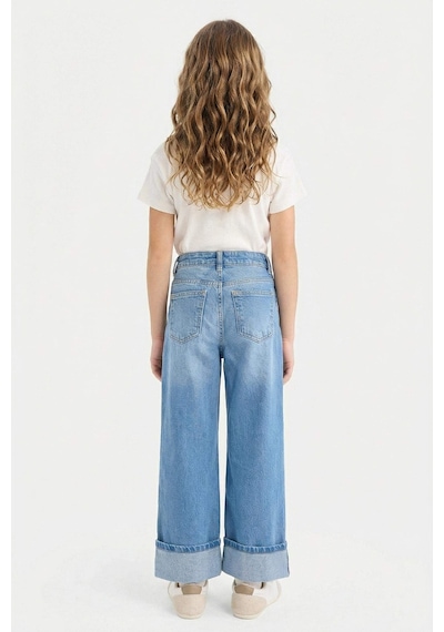 Defacto Straıght Wıde Duble Paça Jean Pantolon Kız Çocuk G6969A826SP