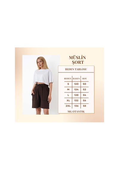 The Voler Müslin Şort Kadın Yüksek Bel Oversize Rahat Kesim Cepli %100 Pamuklu Yazlık Şort Kahverengi The Voler Müslin Şort Kadın Yüksek Bel Oversize Rahat Kesim Cepli %100 Pamuklu Yazlık Şort Kahverengi