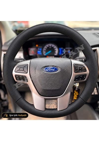Ford Ranger T6 Dikme Direksiyon Kılıfı Premium Komple Delikli Deri Siyah Dikiş Xlt-wildtrak 2016-2022