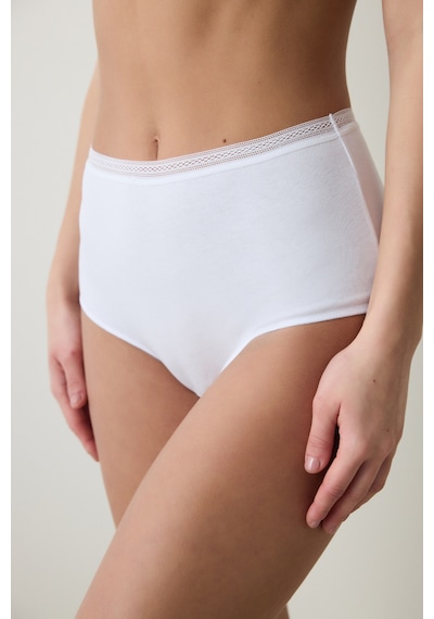 Penti Easy Cotton Trim Yüksek Bel Pamuklu Optik Beyaz Slip Külot