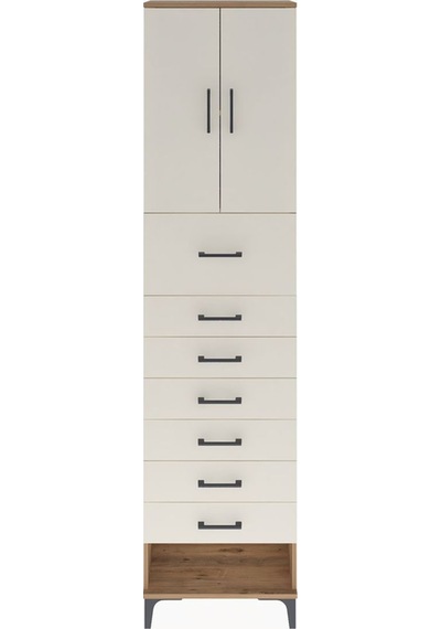 Arges Dolap 2 Raflı 7 Çekmeceli 2 Kapaklı 60x30x243 Çam-aytaşı Atlas Çam