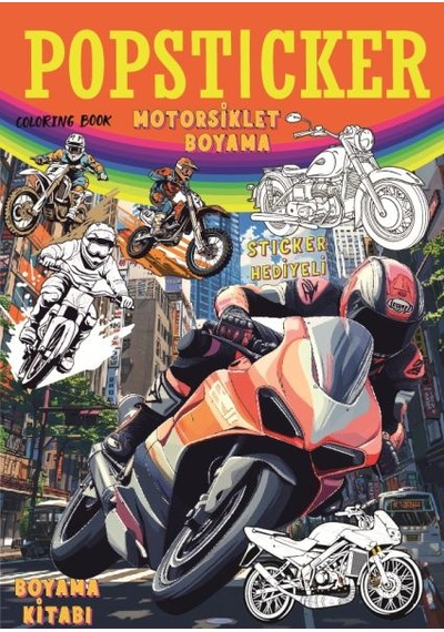Motorsiklet Boyama Kitabı Popsticker