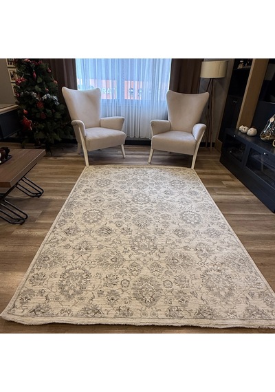 Hoom Rugs Kp88 Modern Makine Halısı Gri Beyaz