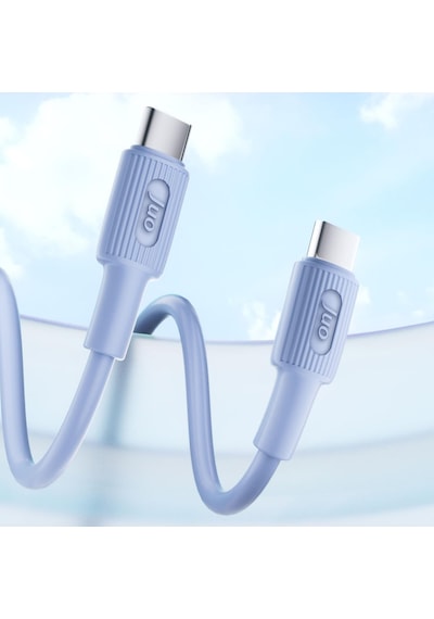 60w Usb Type-c To Type-c Silikon Hızlı Şarj Ve Data Kablosu Mavi 1 Metre Standart