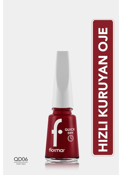 Flormar Quick Dry Hızlı Kuruyan İnce Yapılı & Parlak Bitişli Oje Qd06 Fiery Red New