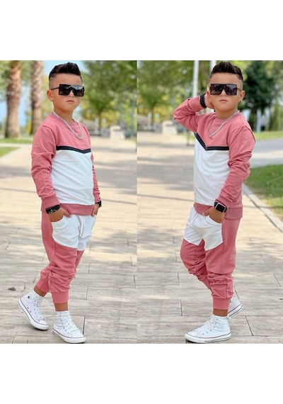 İki İplik Cepli Garson Boy Takımlar Gri - Beyaz