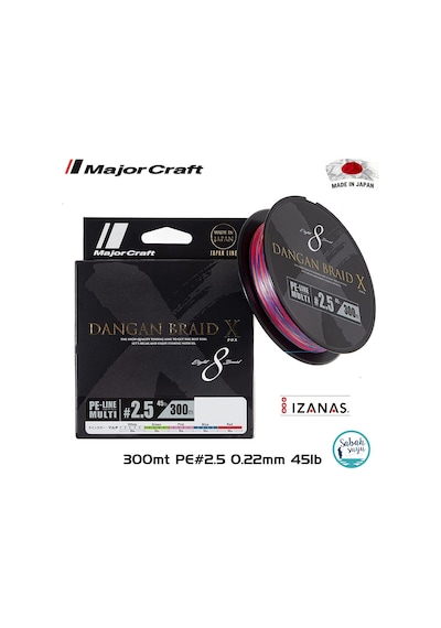 Major Craft Dangan Braid X 8X Ip Misina Pe 2.5 0.22Mm 45Lb/20.4Kg