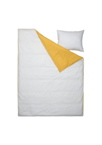Ikea Vankrets Tek Kişilik Nevresim Takımı 150 X 200 Cm Beyaz - Hardal Çok Renkli