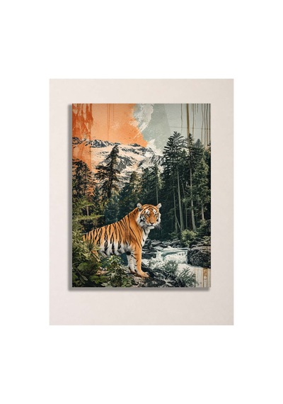 Kaplan Ve Dağ Manzaralı Metal Tablo - Vahşi Doğa Duvar Dekoru, Metal Poster Wall Art Çok Renkli - 923864739 Çok Renkli - 923864739 Çok Renkli