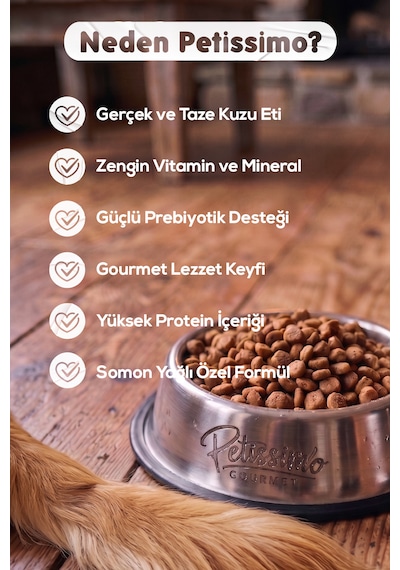 Petissimo Gourmet Gerçek Kuzu Etli Ve Esmer Pirinçli Premium Yetişkin Köpek Maması 2,5 Kg - Düşük Tahıllı