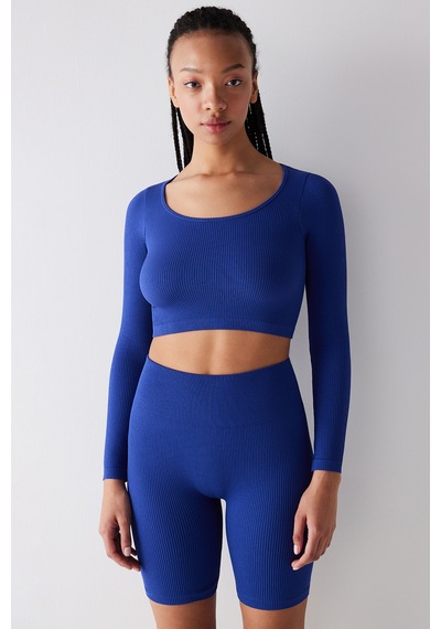 Penti Seamless Dikişsiz Ribbed Active Saks Mavisi Üst Ph8tpl8k24ıy-sa8