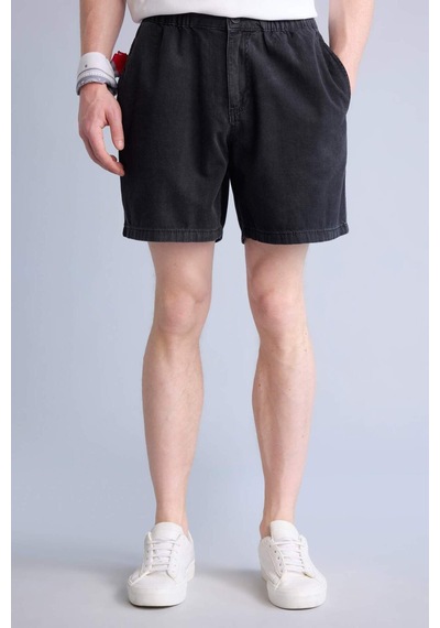 Defacto Relax Fıt Beli Lastikli Bermuda Jean Şort H7293ax26smnm40 Siyah-nm40