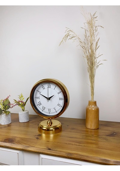 Gold Metal Retro Masa Saati 25 20 Cm Renkli