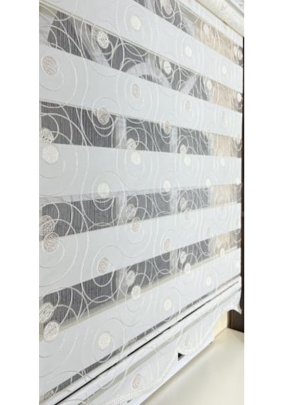 Storburada Zebra Stor Nakışlı Ekru Etek Dilimli St 126 Ekru