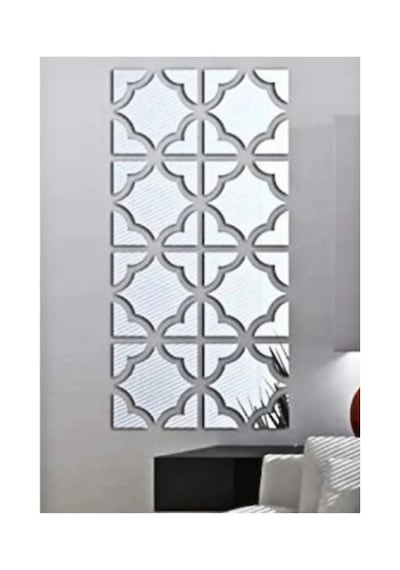 Motif Desen Duvar Dekorasyon Gümüş Pleksi 4 Ayrı Parça 13x13