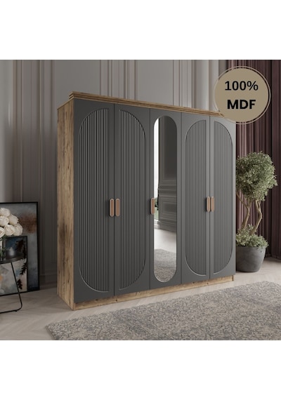 Soho 5 Kapak Mdf Gardırop Antrasit