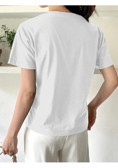 Startmore Kadın Beyaz Sunshine Baskılı Oversize Tişört Beyaz