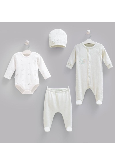 Caramell Pamuk 4lü Tulumlu Teddy Bear Set 0-3 Ay 50-56 Cm Yeşil Crml.ze2517.ysl