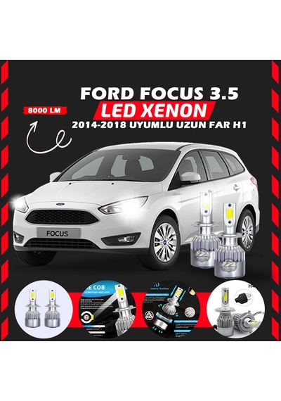 Ford Focus 3.5 2014-2018 Uzun Far Uyumlu Şimşek Etkilii Led Xenon Performance Series H1