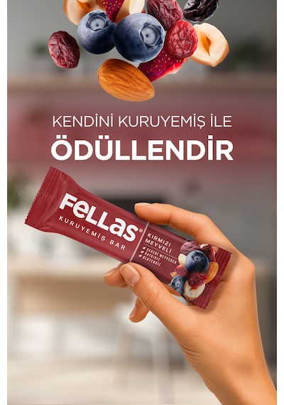 Kırmızı Meyveli Kuruyemiş Bar 30g x12 Adet