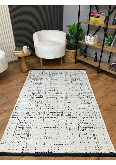 Şönil Dokuma Kayma Yapmaz Makinede Yıkanabilir Leke Tutmaz Kesme Bohem Kilim Vizon 2 Krem Krem