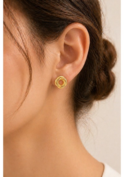 Spiral Düğüm Küpe Altın Gümüş Renk Minimal Şık Günlük Kullanım 1.