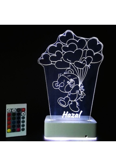 Sevgiliye Özel 3D Balon Ve Ayıcık Masaüstü Led Lamba (459258886)