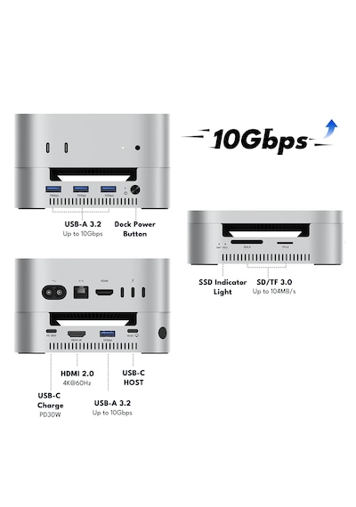 Acasis M001 11in1 Mac Mini M4 Workstation - 10gbps - 2x Nvme M.2, 4x Usb 3.2, 4k 60hz Hdmı, Sd/tf Card 3.0, Dock & Disk Kutusu M001