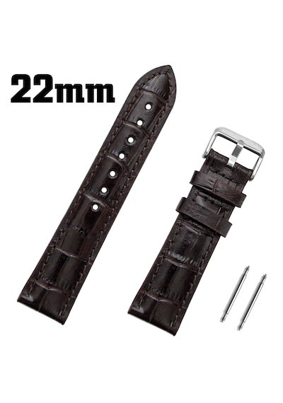 22mm Koyu Kahverengi Kroko Hakiki Deri Saat Kordonu Kayış Koyu Kahverengi