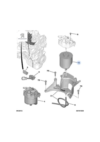 Mazot Filtresi 208-301-308-508 1.6hdi Euro5 Y.kod:1906.e6