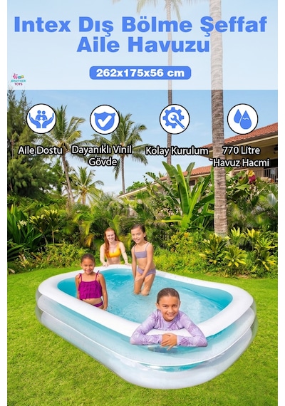 Intex Dış Bölme Şeffaf Havuz Aile Havuzu 262x175x56cm